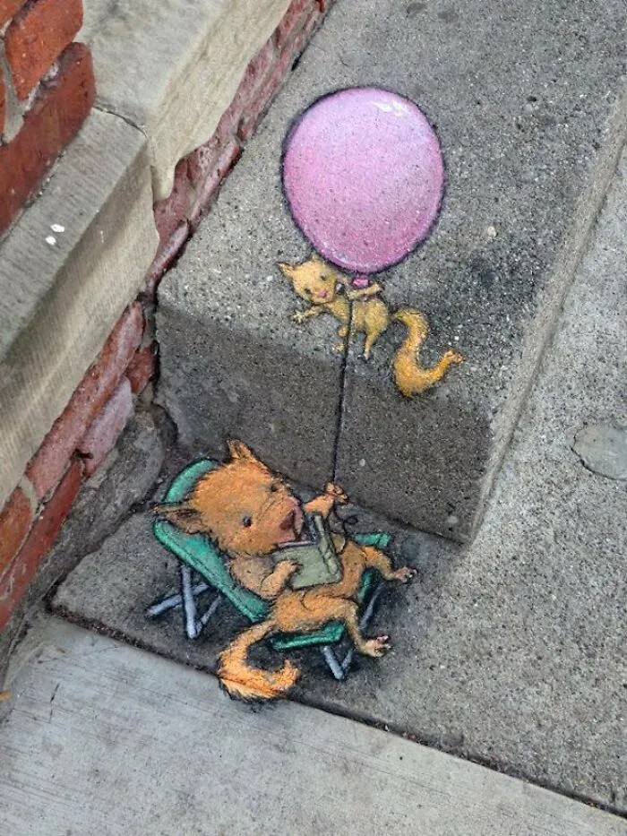 30 Obras de arte urbano con aventuras de personajes extravagantes, creadas por David Zinn