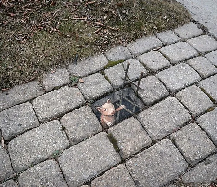 30 Obras de arte urbano con aventuras de personajes extravagantes, creadas por David Zinn
