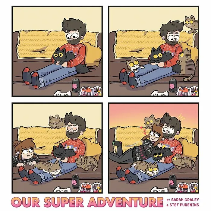30 New Relatable And Funny Comics About Everyday Life With Four Cats And A Fiancé By This UK Artist