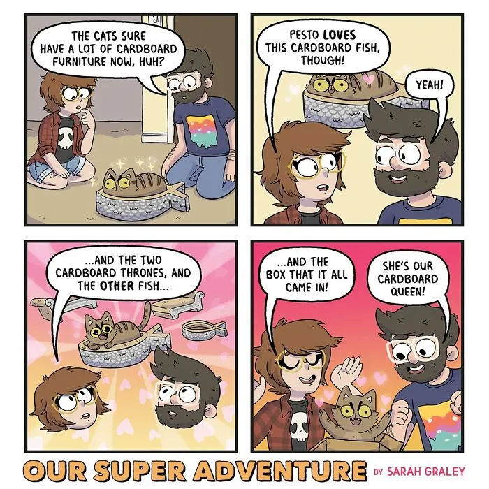 30 New Relatable And Funny Comics About Everyday Life With Four Cats And A Fiancé By This UK Artist
