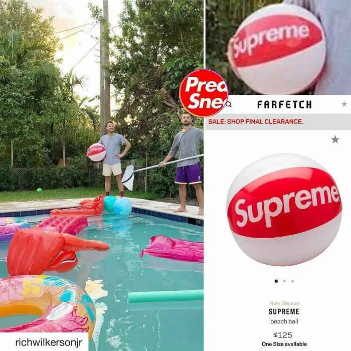 Esta es una pelota de playa Supreme, $125
