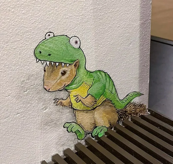 30 Obras de arte urbano con aventuras de personajes extravagantes, creadas por David Zinn