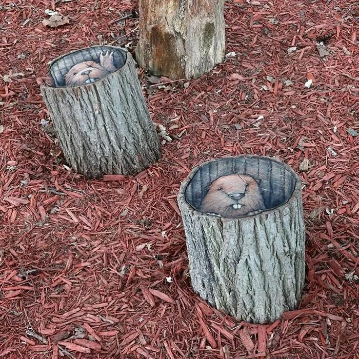 30 Obras de arte urbano con aventuras de personajes extravagantes, creadas por David Zinn