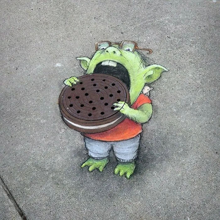 30 Obras de arte urbano con aventuras de personajes extravagantes, creadas por David Zinn