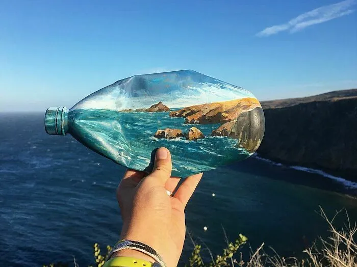70 Paintings On Trash That Disappear Into Surroundings By This Eco-Artist