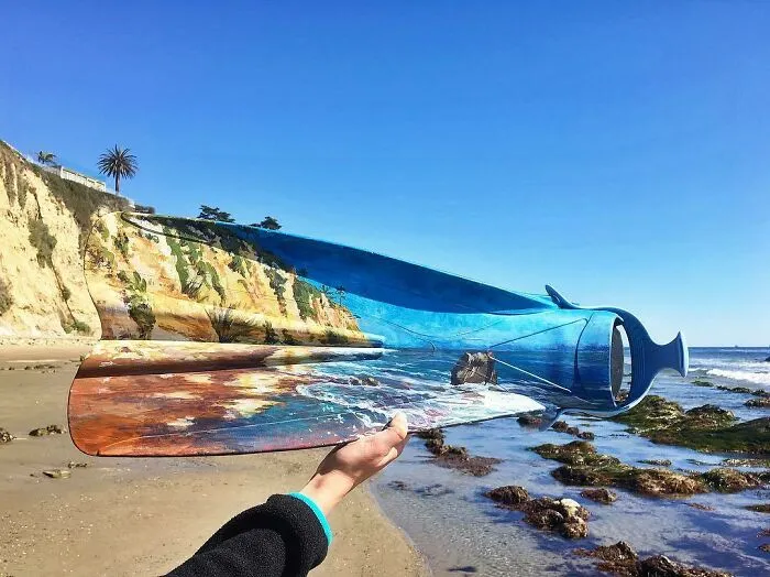 70 Paintings On Trash That Disappear Into Surroundings By This Eco-Artist