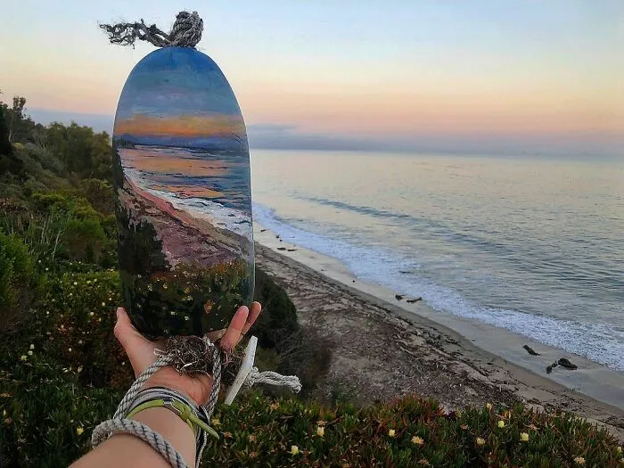70 Paintings On Trash That Disappear Into Surroundings By This Eco-Artist