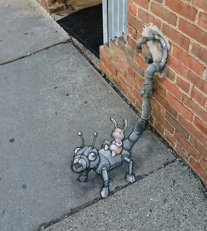 30 Obras de arte urbano con aventuras de personajes extravagantes, creadas por David Zinn