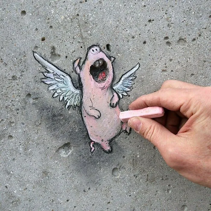 30 Obras de arte urbano con aventuras de personajes extravagantes, creadas por David Zinn