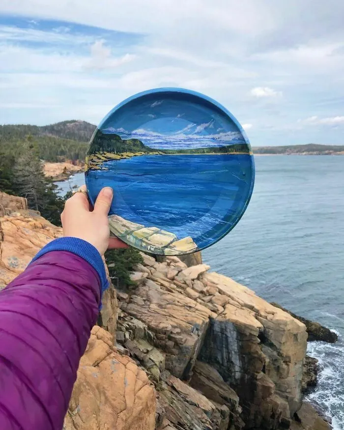 70 Paintings On Trash That Disappear Into Surroundings By This Eco-Artist