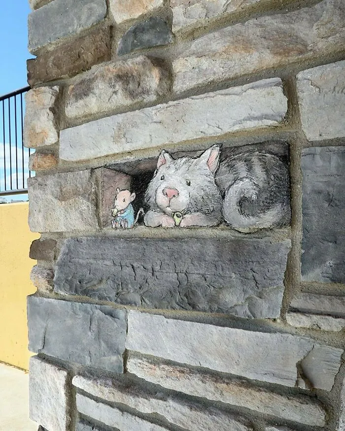 30 Obras de arte urbano con aventuras de personajes extravagantes, creadas por David Zinn