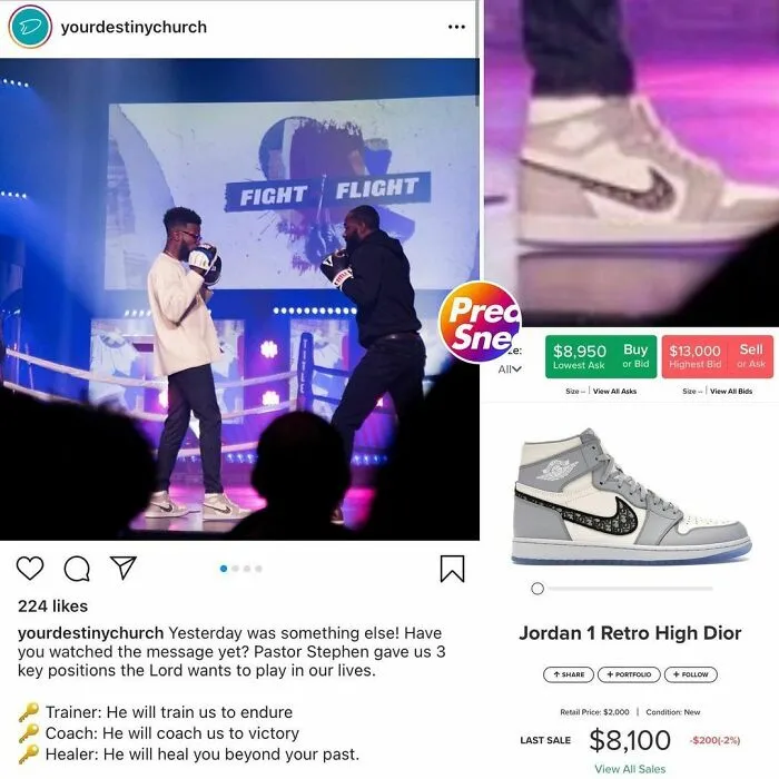 Si la venta al menudeo de los zapatos que estás usando es de $2 mil y el mercado de reventa está pagando $8-9 mil, ¿cuánto valen tus zapatos? Jordan 1 Retro High Dior $8,100