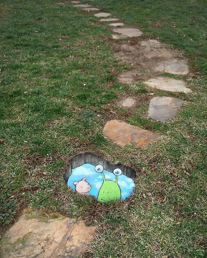 30 Obras de arte urbano con aventuras de personajes extravagantes, creadas por David Zinn