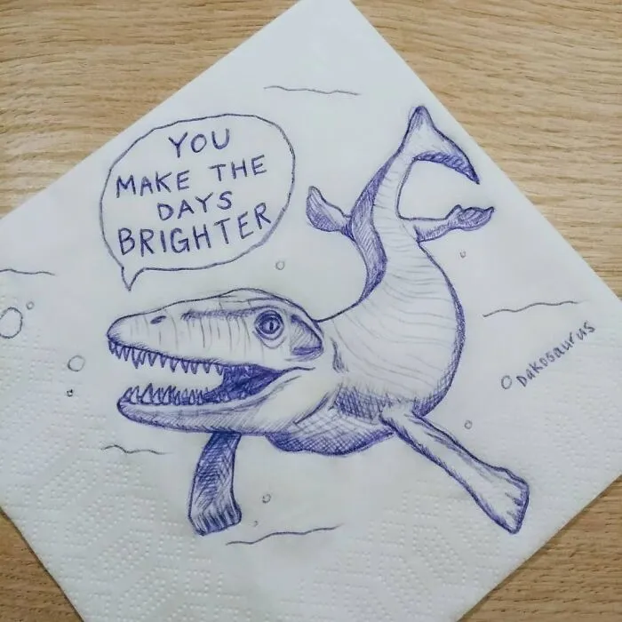 I Draw Supportive Dinosaurs On Napkins For My Kid (30 Pics)