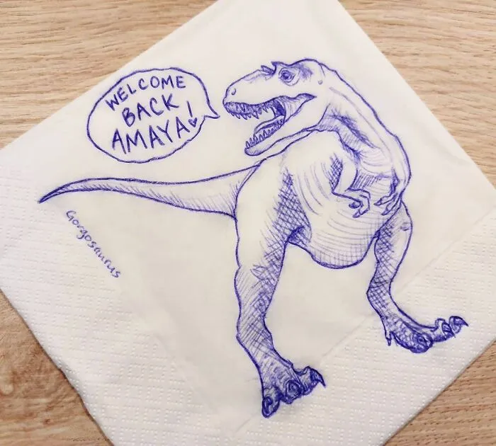 I Draw Supportive Dinosaurs On Napkins For My Kid (30 Pics)