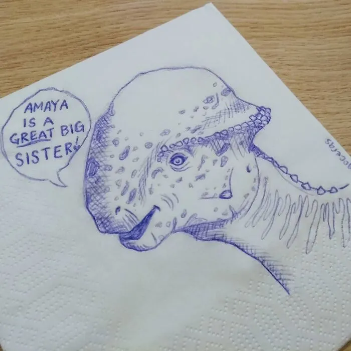 I Draw Supportive Dinosaurs On Napkins For My Kid (30 Pics)