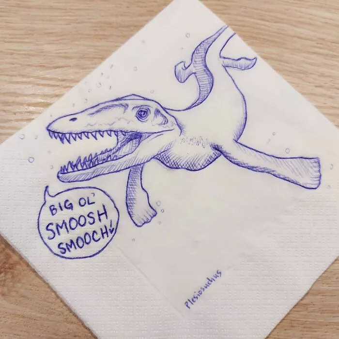 I Draw Supportive Dinosaurs On Napkins For My Kid (30 Pics)