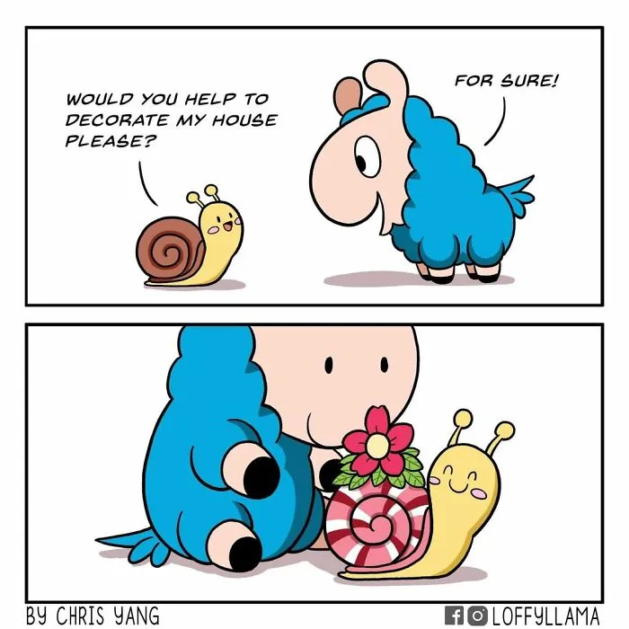 My 45 New Comics About A Blue Llama That Supports His Friends In A Wholesome Way