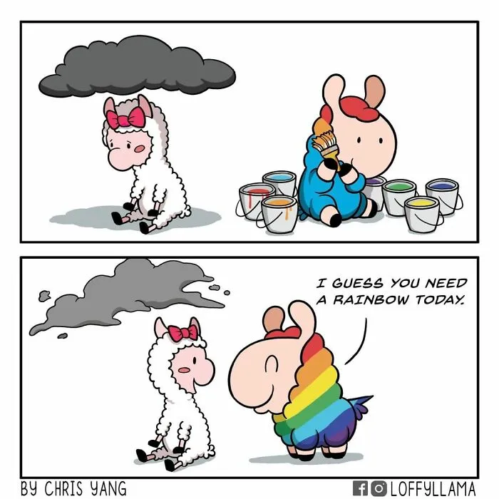 My 45 New Comics About A Blue Llama That Supports His Friends In A Wholesome Way