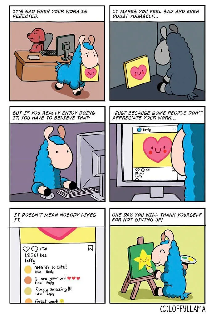 My 45 New Comics About A Blue Llama That Supports His Friends In A Wholesome Way