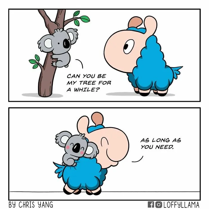 My 45 New Comics About A Blue Llama That Supports His Friends In A Wholesome Way