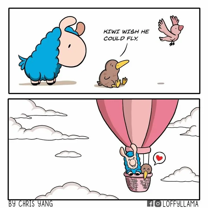 My 45 New Comics About A Blue Llama That Supports His Friends In A Wholesome Way