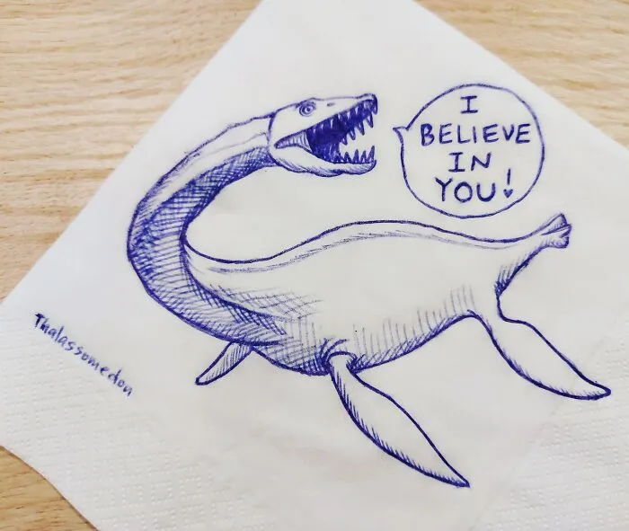 I Draw Supportive Dinosaurs On Napkins For My Kid (30 Pics)