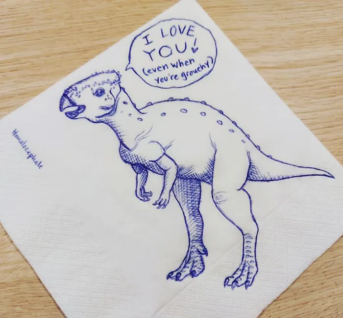 I Draw Supportive Dinosaurs On Napkins For My Kid (30 Pics)