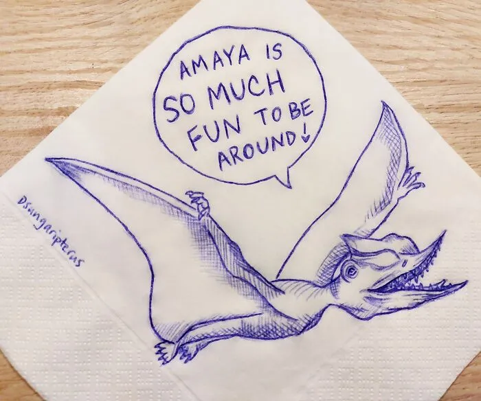 I Draw Supportive Dinosaurs On Napkins For My Kid (30 Pics)