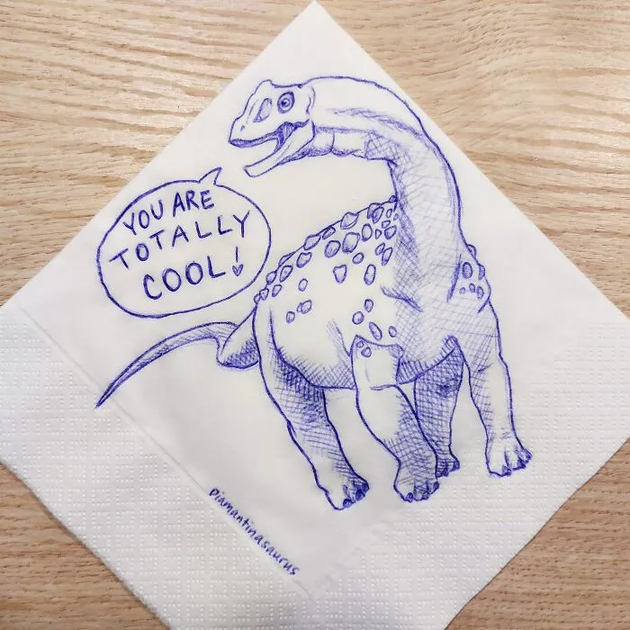 I Draw Supportive Dinosaurs On Napkins For My Kid (30 Pics)