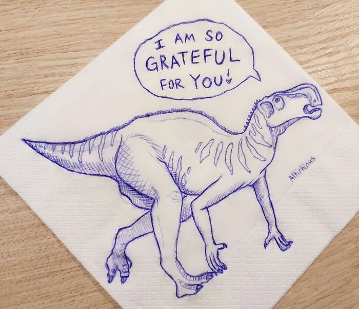 I Draw Supportive Dinosaurs On Napkins For My Kid (30 Pics)