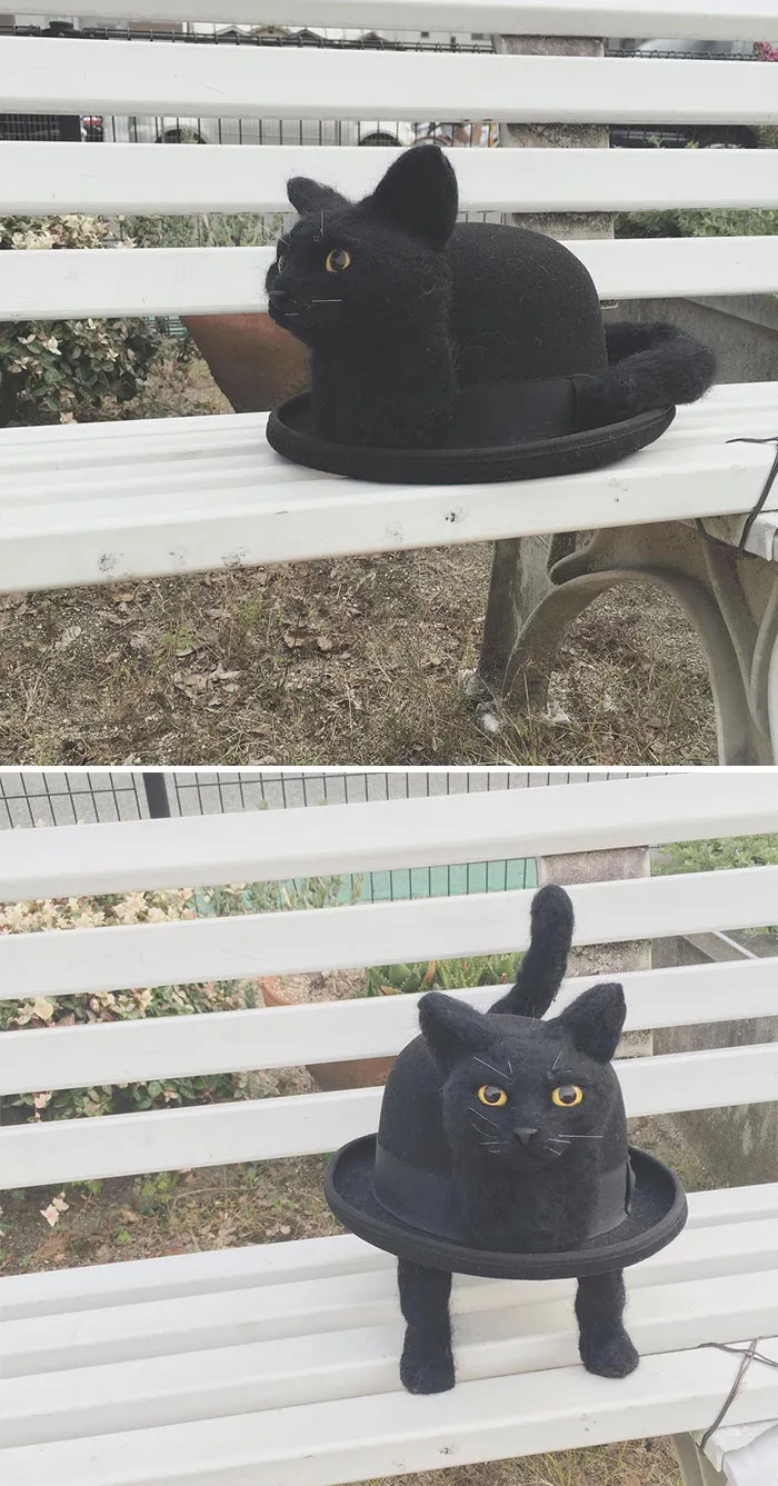 Japanese Felt Artist Combines Art And Technology To Create Creepy Cats (26 Pics)