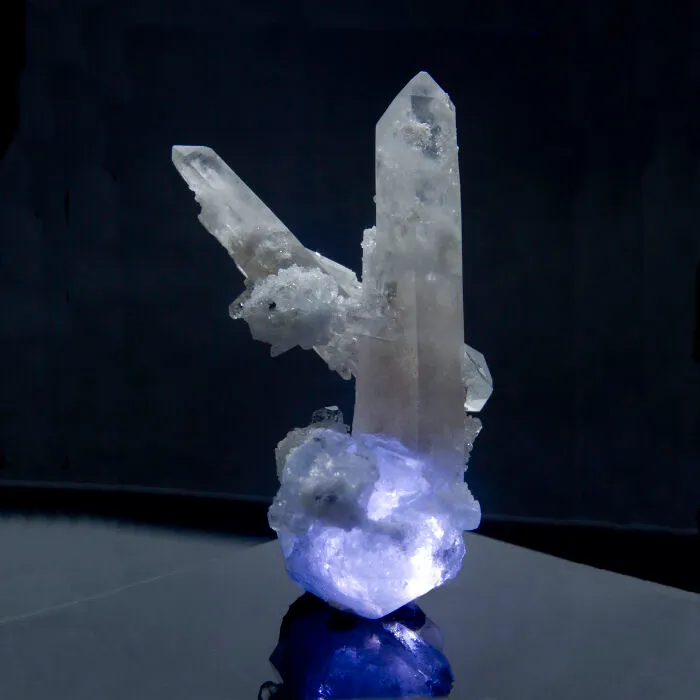 Blue Topaz On Quartz. Klein Spitzkoppe, Erongo Region, Namibia