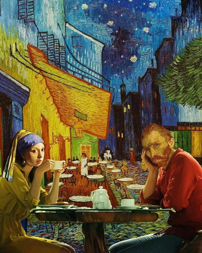 My 57 Photo Manipulations That Put Famous Subjects Of Paintings Out Of The Frame And Into The Modern World