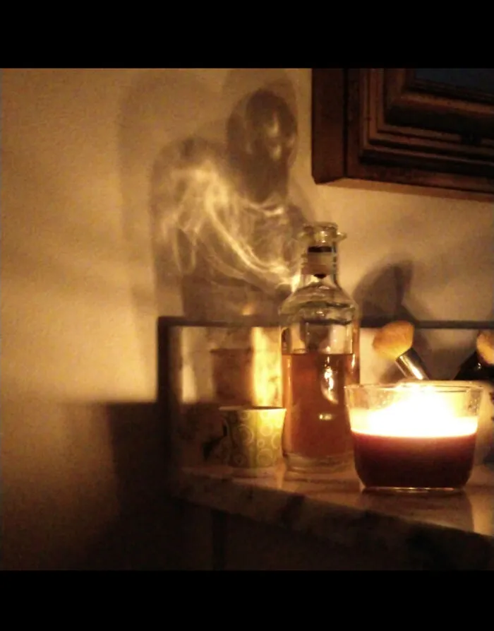 Shadow Image On My Wall When I Lit The Candle.  Maybe It's My Imagination But I See A Bearded Angel!