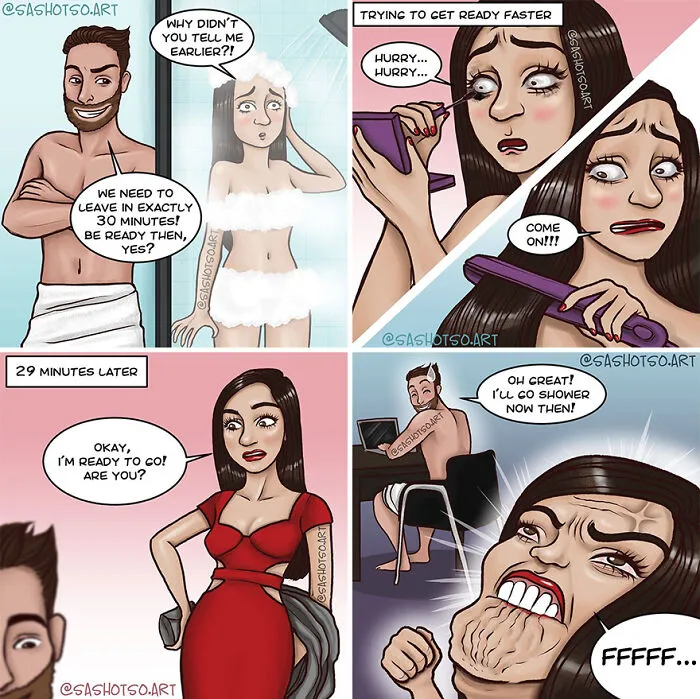 Funny-Comics-Everyday-Life-Relationships-Girl-Problems-Sasha-Tsoysashotso-Art