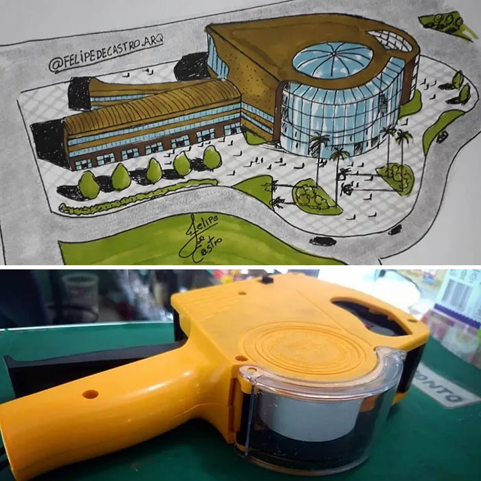Este arquitecto dibuja edificios inspirados en objetos cotidianos (30 imágenes)