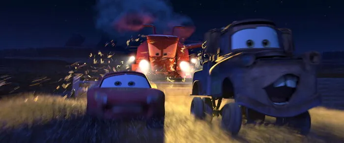 In Cars (2006), Lightning Mcqueen's Body Shakes Much More Than Mater's Because Mcqueen Is A Racecar With Firmer Suspension, Which Means The Bumpy Roads Make Him Shake More Aggressively Than Normal Cars That Have Softer Suspension