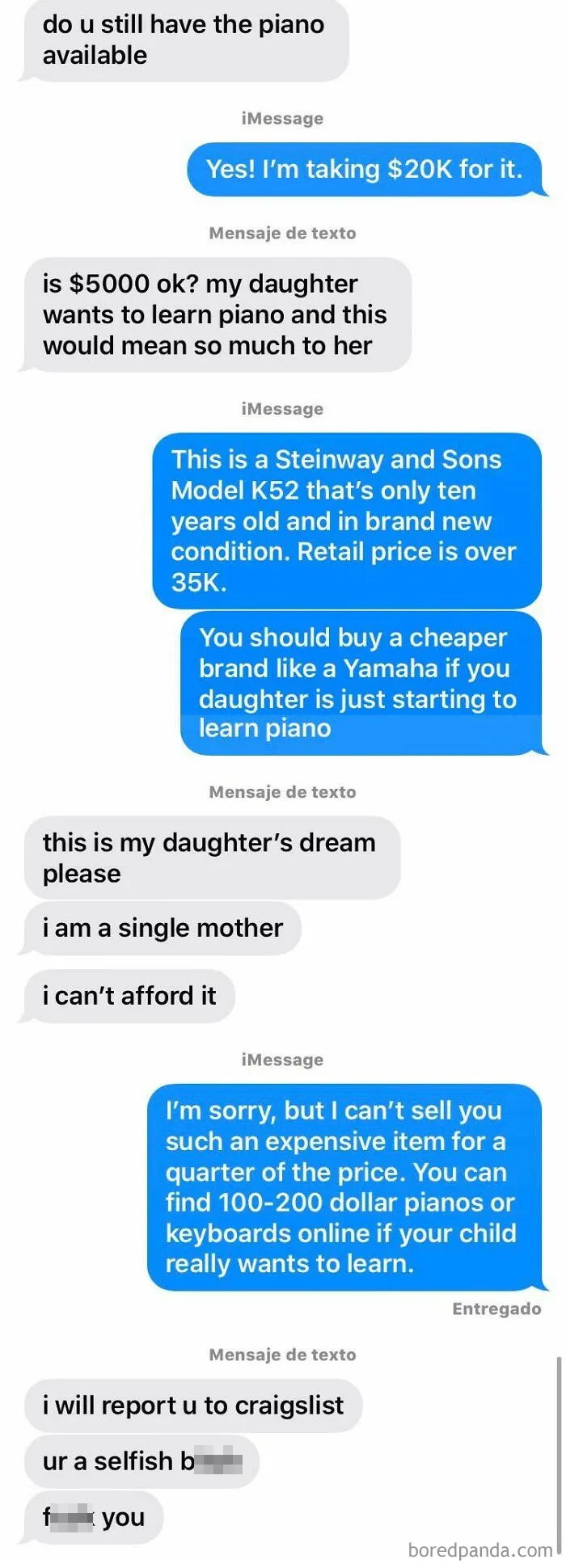 Cb Tries To Buy A Fairly New Steinway Piano From My Mom For Just $5000