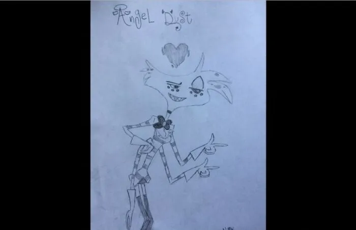 I Also Drew Angel Dust From Hazbin Hotel, But With Just Paper And Pencil!
