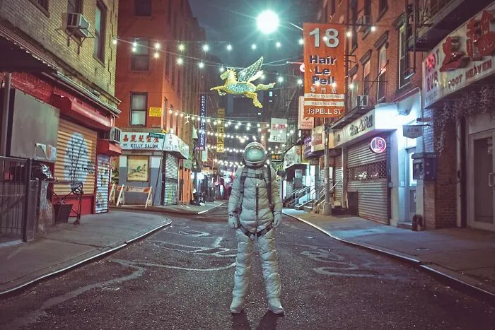 I Took 40 Pictures Of An Astronaut Character Posing Around Futuristic And Dystopian Cities
