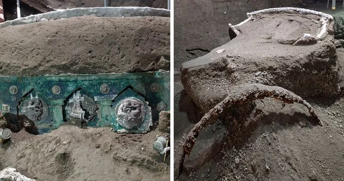 A Perfectly Preserved Roman Ceremonial Carriage That Got Buried In A Volcanic Eruption 2000 Years Ago Gets Discovered By Archaeologists In Italy