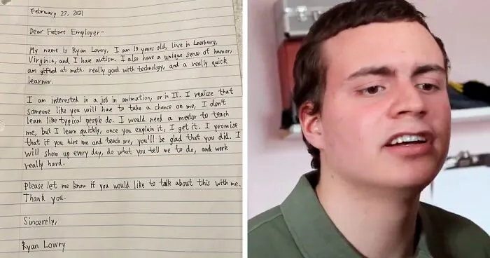 20 Y.O. With Autism Receives Thousands Of Comments And Job Offers After Posting A Wholesome Handwritten Cover Letter On LinkedIn