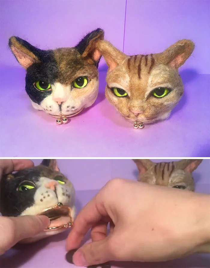 Japanese Felt Artist Combines Art And Technology To Create Creepy Cats (26 Pics)