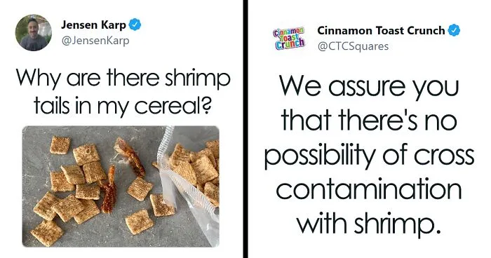 Person Finds Shrimp Tails In His Cinnamon Crunch Cereal, The Company Says It’s Just ‘Sugar’, People React With Memes