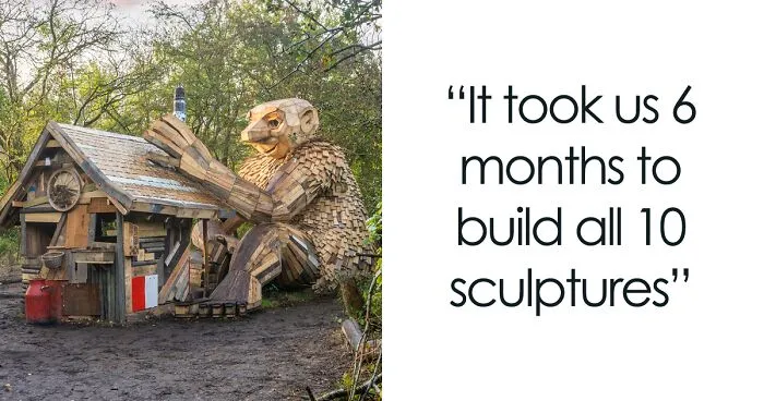 I Hid 10 Giant Troll Sculptures That I Made From Recycled Wood During Quarantine In The Wilderness Of Denmark