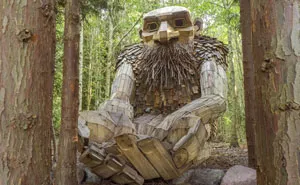 I Hid 10 Giant Troll Sculptures That I Made From Recycled Wood During Quarantine In The Wilderness Of Denmark