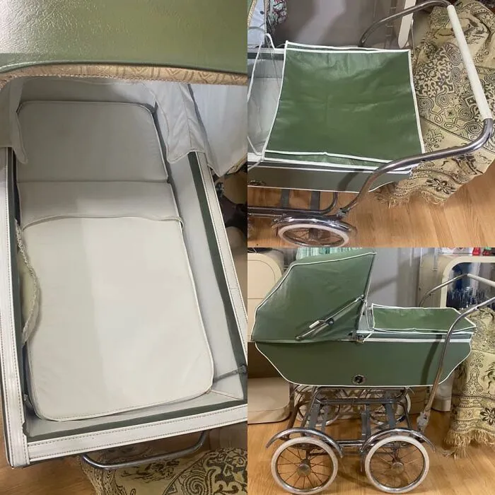 Rescued From The Landfill. Spent Two Saturdays Cleaning The Grime. It’s A 1950s (??) Stroll-O-Chair Convertible. So Cool!!