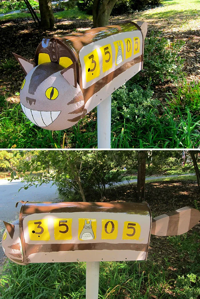 My Artistic Niece Loves “My Neighbor Totoro”. Behold The Catbus Mailbox That She Made