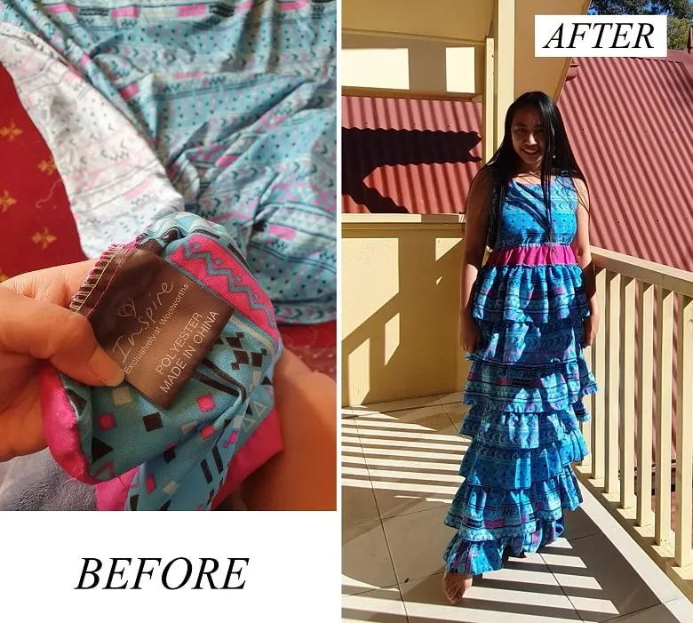 I Upcycled Old Duvet Cover, And Turn Them Into Fashionable Dresses